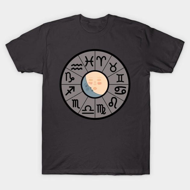 Sun & Moon Zodiac Wheel T-Shirt by nats-designs